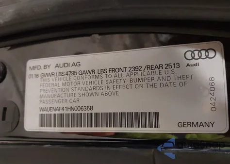 2017 Audi A4 2.0T Premium z USA, uszkodzony, nr VIN WAUENAF41HN006358